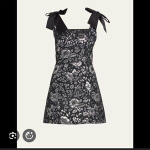 Maryann Jacquard Tie-Shoulder Mini Dress